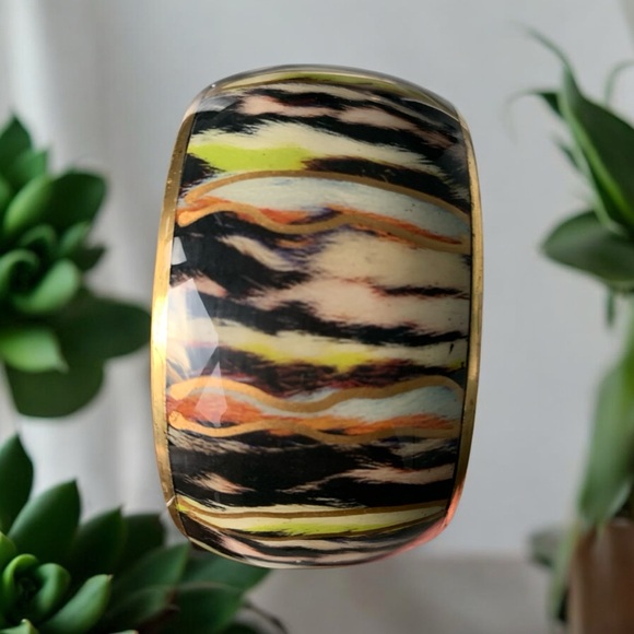 Multicolor Abstract Bangle Bracelet - Picture 1 of 8